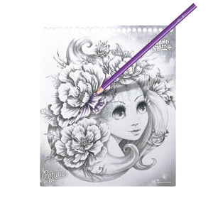 Wasserfarbenmalbuch mit Stift und Pinsel – Estrelia Größe M