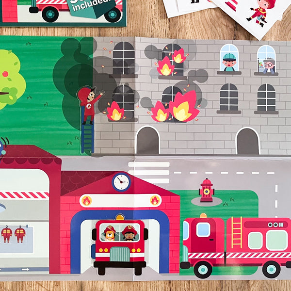 Wiederverwendbare Aufkleber mit Spielbrett – Feuerwache - Tublu.de