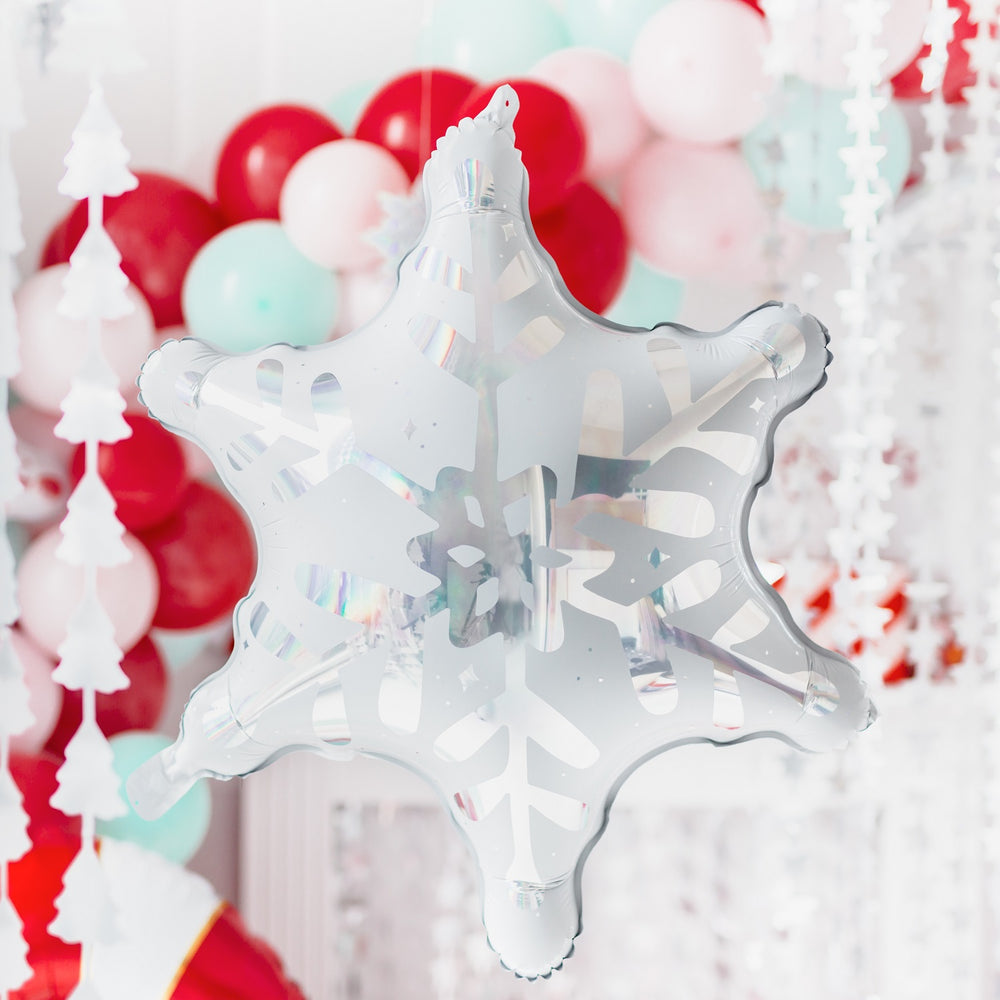 Holografischer Folienballon - Schneeflocke, 64 x 66 cm