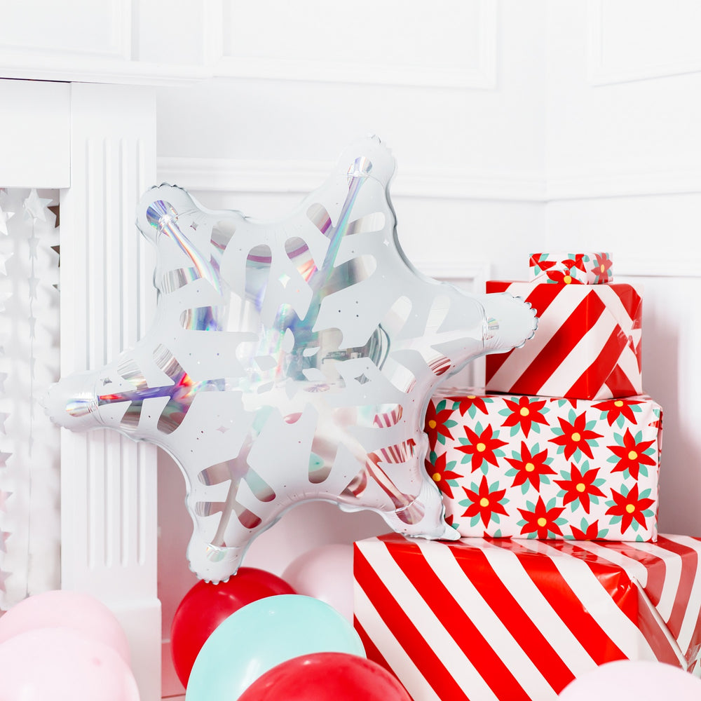 Holografischer Folienballon - Schneeflocke, 64 x 66 cm