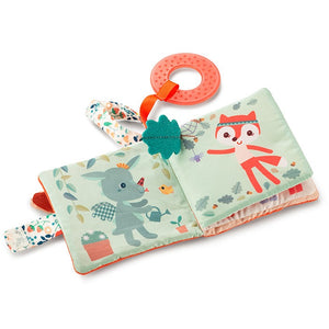 Weiches multifunktionales Mini-Buch mit Silikon-Beißring von Lilliputiens – Rehkitz Stella 6 m+