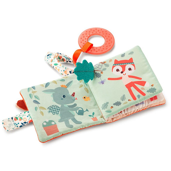 Weiches multifunktionales Mini-Buch mit Silikon-Beißring von Lilliputiens – Rehkitz Stella 6 m+