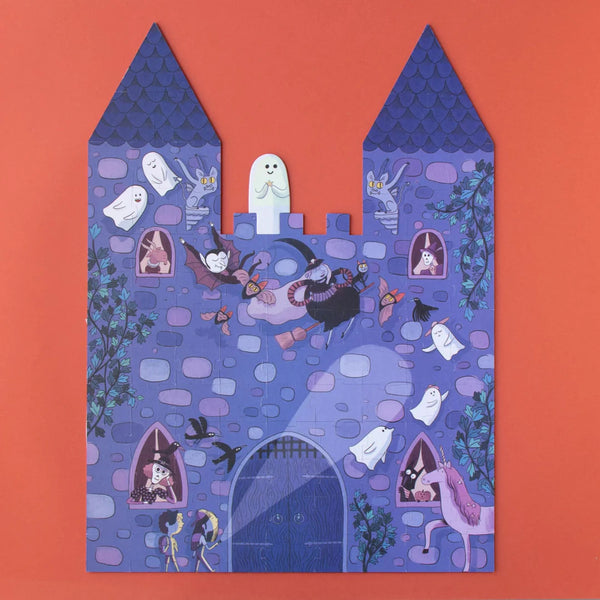 Doppelseitiges Puzzle, leuchtet im Dunkeln – Das verzauberte Schloss, 100 Teile