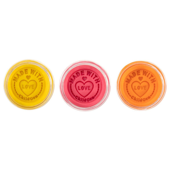 Natürliche Knete in Gläsern – Gelb, Rosa, Orange