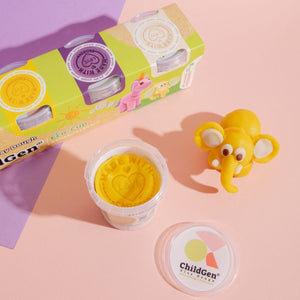 Natürliche Knete in Öko-Bechern – Weiß, Rosa, Violett, Gelb - Tublu.de