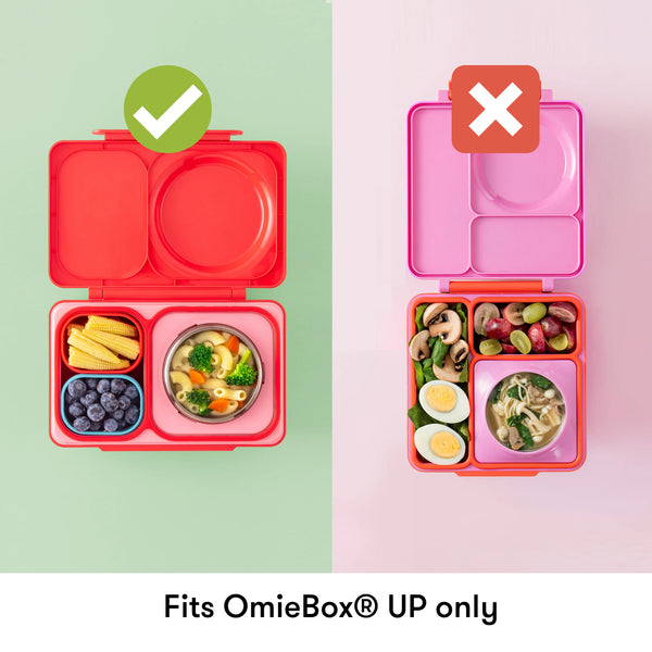 Zwei luftdichte Behälter für die Lunchbox OmieBox UP Dip – Blue Orange