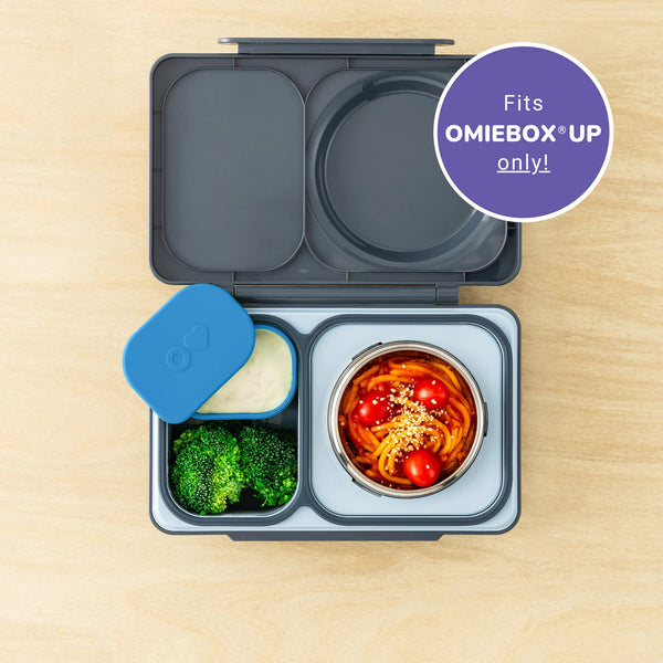 Zwei luftdichte Behälter für die Lunchbox OmieBox UP Dip – Blue Orange