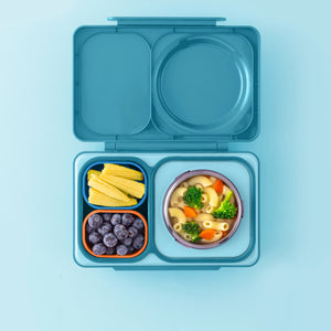 Zwei luftdichte Behälter für die Lunchbox OmieBox UP Dip – Blue Orange