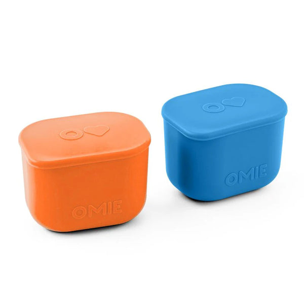 Zwei luftdichte Behälter für die Lunchbox OmieBox UP Dip – Blue Orange