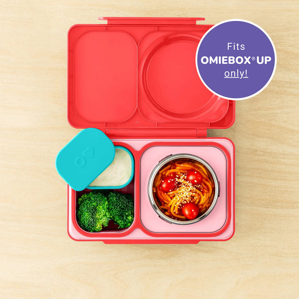 Zwei luftdichte Behälter für die Lunchbox OmieBox UP Dip – Pink Teal
