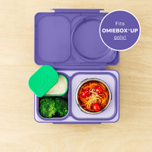 Zwei luftdichte Behälter für die Lunchbox OmieBox UP Dip – Purple Green