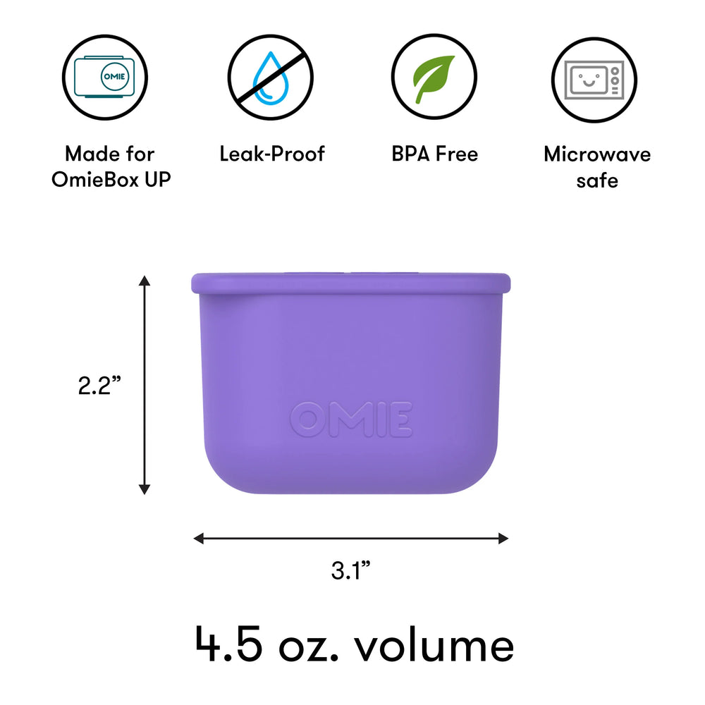 Zwei luftdichte Behälter für die Lunchbox OmieBox UP Dip – Purple Green
