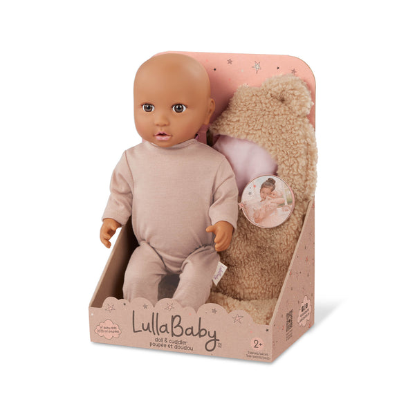 Babypuppe mit Teddyschlafsack im Pyjama