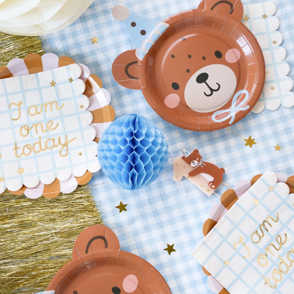 Geburtstagskerze 7 cm – Zahl 1 mit Teddybär