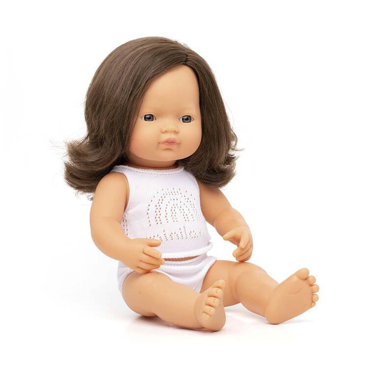 Puppe Mädchen – Europäerin, braune Haare, 38 cm