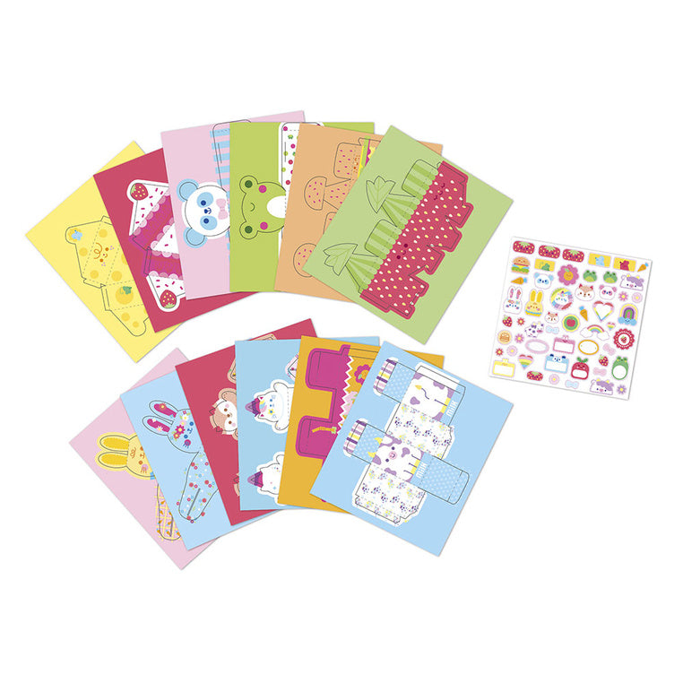 Kreativset 12 Kawaii-Papierboxen zum Selberbasteln 7+