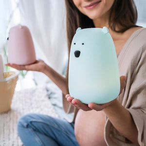 Große Bären-Nachtlampe – Hellblaue Wolke mit Fernbedienung