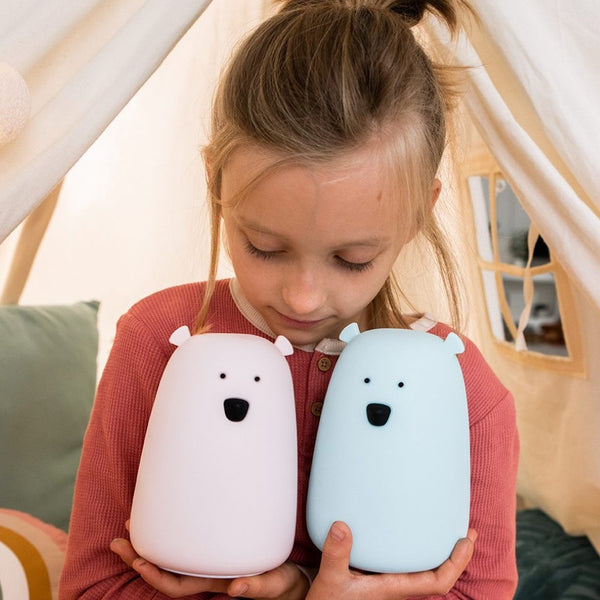 Große Bären-Nachtlampe – Hellblaue Wolke mit Fernbedienung