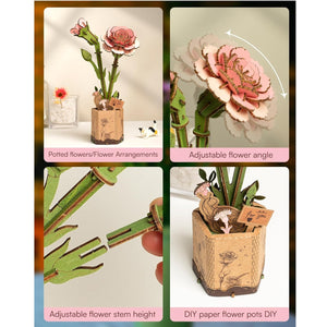 Holzpuzzle 3D DIY Rosa Nelke