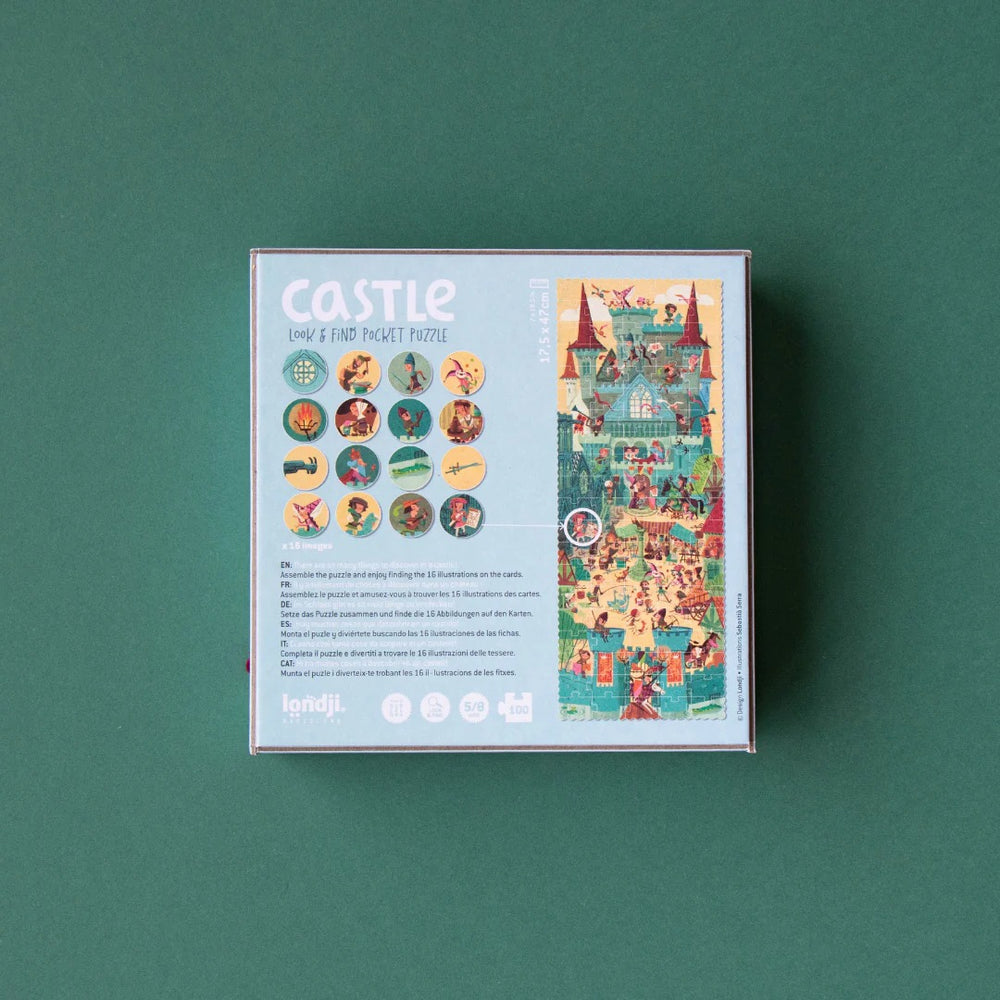 Taschenpuzzle mit Beobachtungsspiel – Burg 100 Teile
