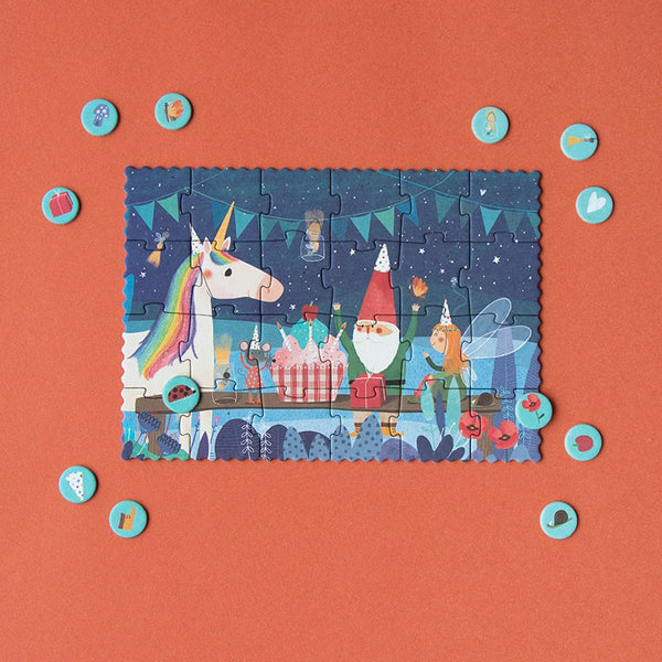 Taschenpuzzle mit Beobachtungsspiel – Einhorn 24 Teile