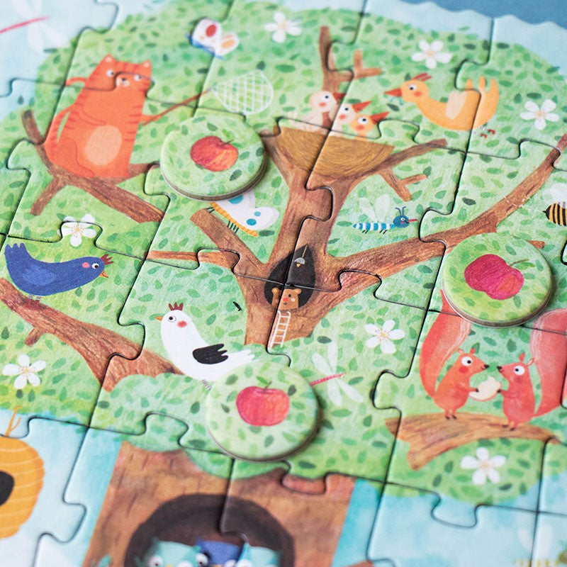 Taschenpuzzle mit Beobachtungsspiel – Apfelbaum 36 Teile