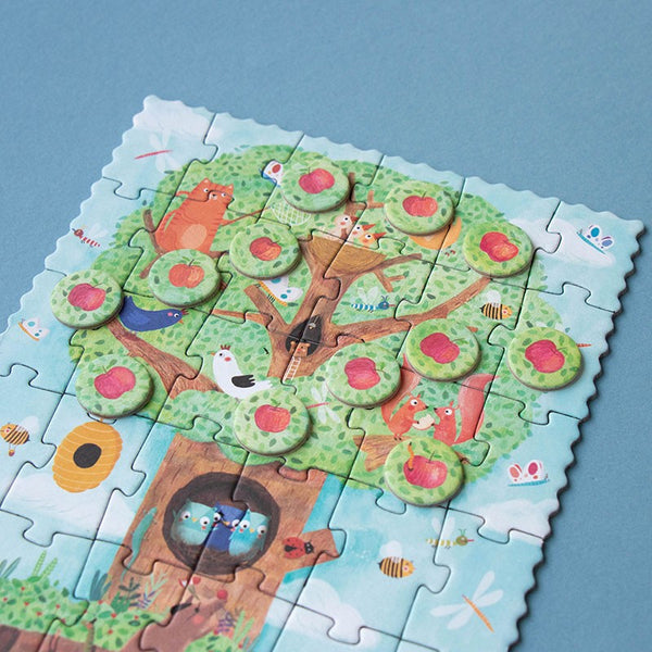 Taschenpuzzle mit Beobachtungsspiel – Apfelbaum 36 Teile