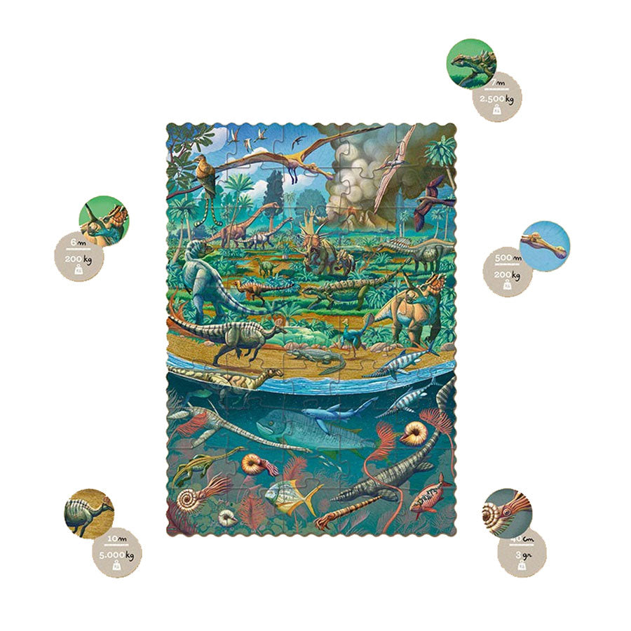 Taschenpuzzle mit Beobachtungsspiel – Dinosaurier, 50 Teile