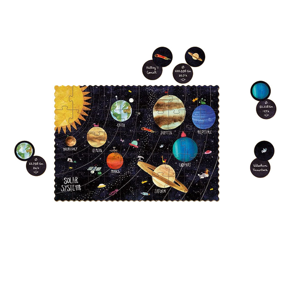 Taschenpuzzle mit Beobachtungsspiel – Planeten, 50 Teile