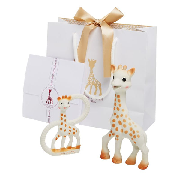 Beißring Sophie die Giraffe  – kleines Geburtstags-Set