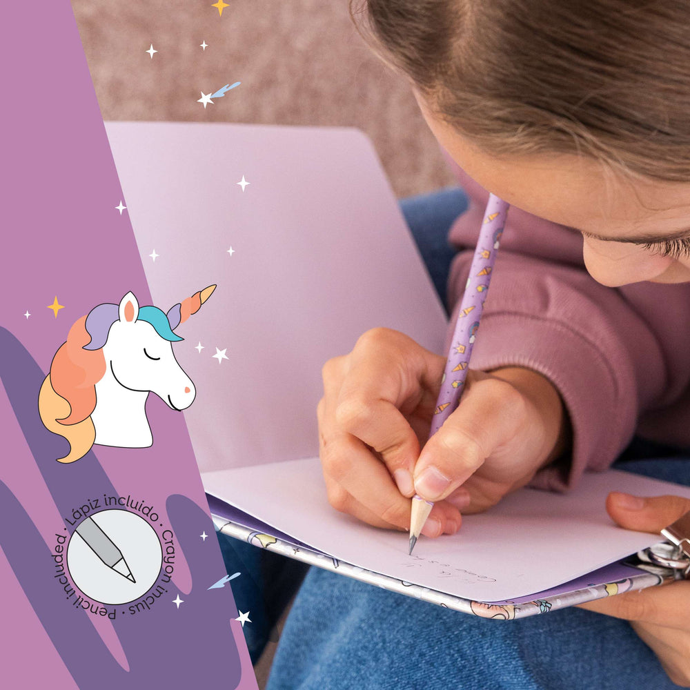 Holografisches Tagebuch mit Schloss – Einhorn