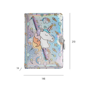 Holografisches Tagebuch mit Schloss – Einhorn