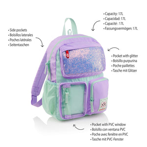 Vierkammer-Rucksack – Violett 17 l