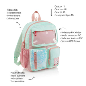 Vierkammer-Rucksack – Türkis 17 l