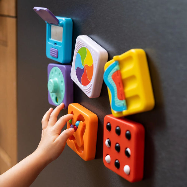 Set mit 4 sensorischen Quadraten mit Zahnrad PlayTab