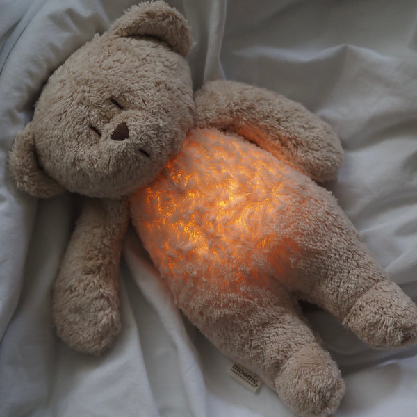 Brummender Teddybär mit Lampe Organic 2.0 – Grau