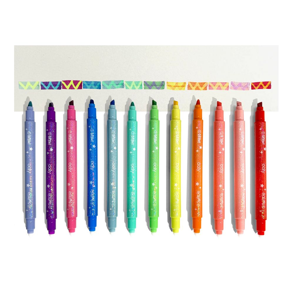Farbwechselnde Filzstifte mit Glitzer – Switch-Eroo, 12er-Set