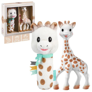 Geschenkset Sophie la girafe mit Plüschrassel