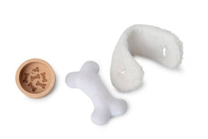 Kuscheltier Hund mit Körbchen und Zubehör – Hund Jules 12 m+