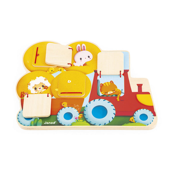 Holztafel zum Suchen und Finden – Traktor Bauernhof 12m+