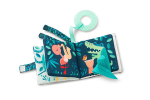 Weiches multifunktionales Mini-Buch mit Silikon-Beißring – Nashorn Marius 6 m+