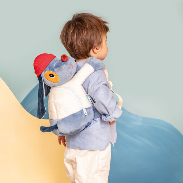 Weicher Kuschelrucksack – Hund Jules 12 m+