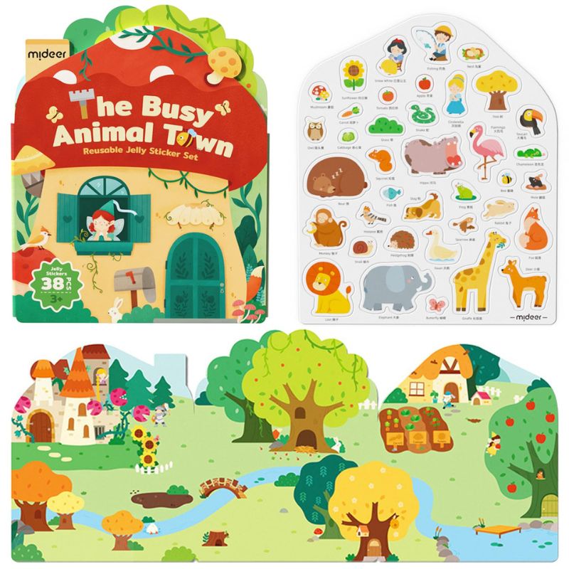 Set mit wiederverwendbaren Gel-Aufklebern – The Busy Animal Town - Tublu.de