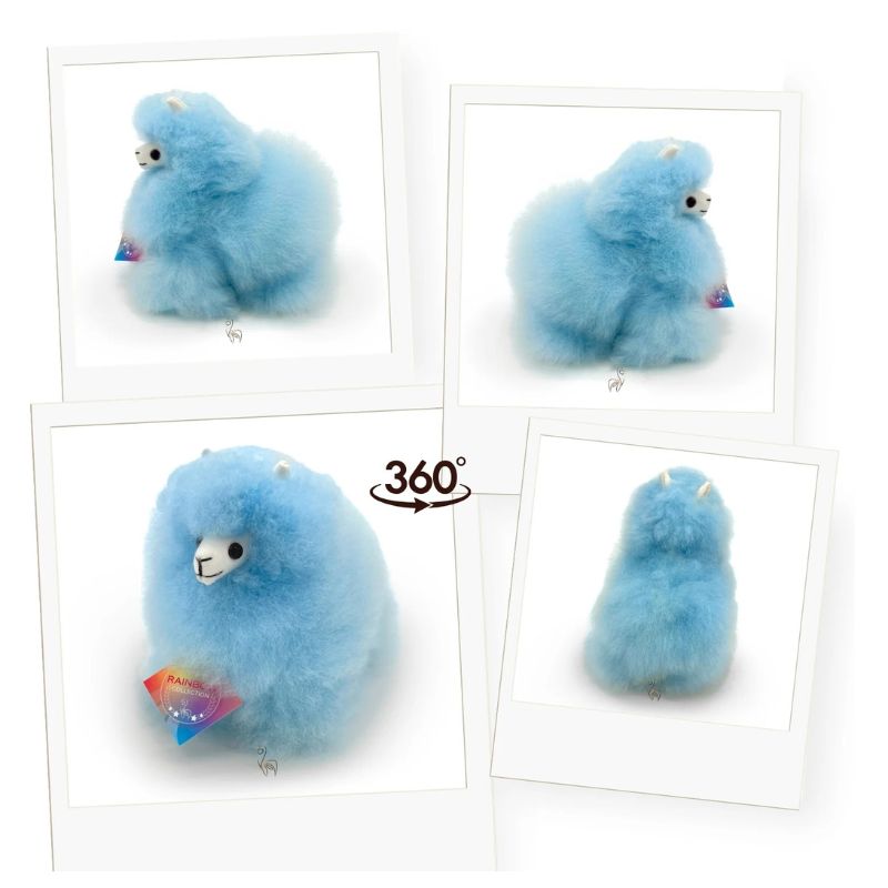 Fluffiges Alpaka-Kuscheltier Rainbows – Baby Blue 15 cm