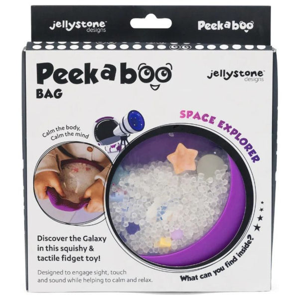 Peekaboo-Sensorikscheibe mit Figuren – Galaxie