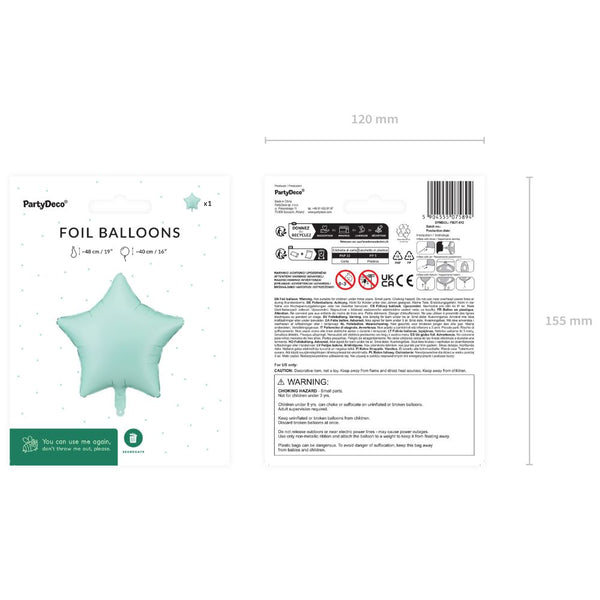 Folienballon – Grüner Stern 48 cm