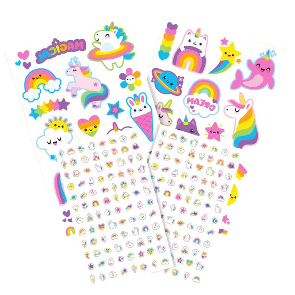 Waschbare Tattoos & Nagelsticker – Regenbogen-Einhörner