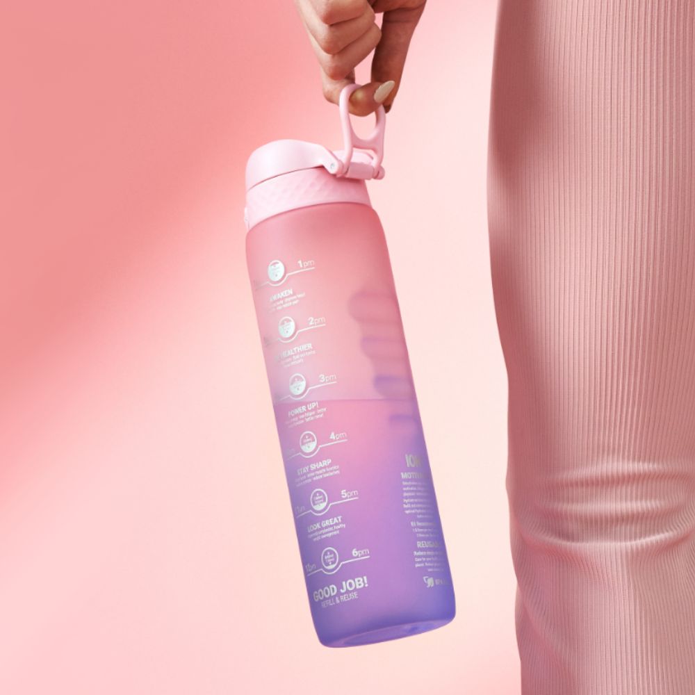 Trinkflasche 1000 ml - Motivator Farbverlauf Immergrün/Rosenquarz