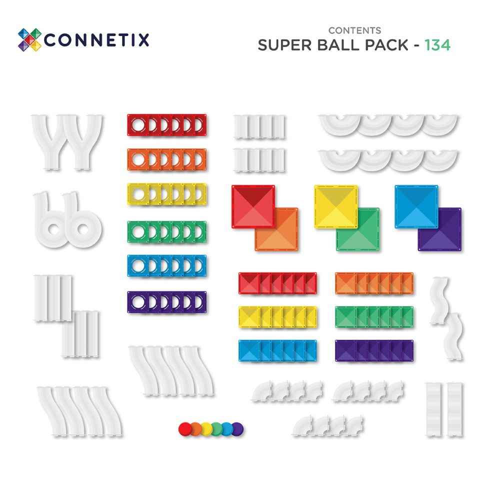 Klocki magnetyczne kulodrom Connetix - Rainbow Super Ball Run Pack 134 el.