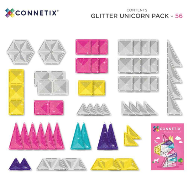 Klocki magnetyczne Connetix - Glitter Unicorn Pack 56 el.
